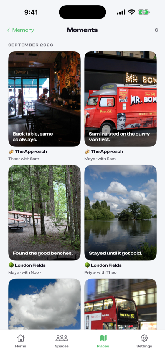 Moments in Circl, photos pinned to a place